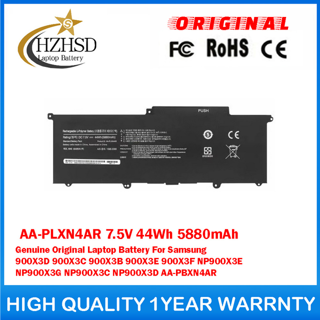 AA-PLXN4AR 7.5V 44Wh 5880mAh Genuine Original Laptop Battery For Samsung 900X3D 900X3C 900X3B 900X3E 900X3F NP900X3E NP900X3G NP900X3C NP900X3D AA-PBXN4AR