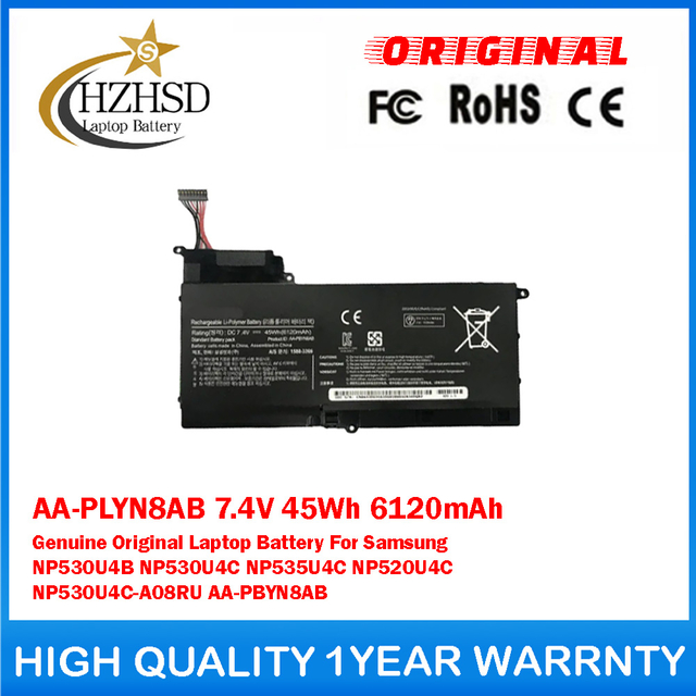 AA-PLYN8AB 7.4V 45Wh 6120mAh Genuine Original Laptop Battery For Samsung NP530U4B NP530U4C NP535U4C NP520U4C NP530U4C-A08RU AA-PBYN8AB