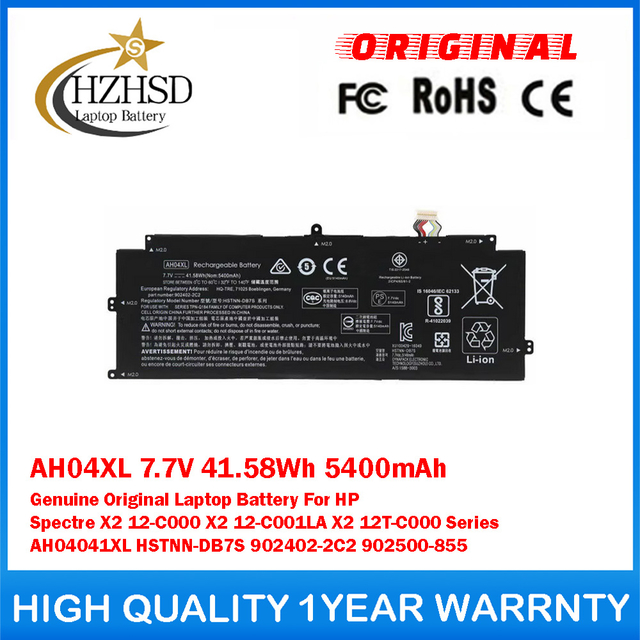 AH04XL 7.7V 41.58Wh 5400mAh Genuine Original Laptop Battery For HP Spectre X2 12-C000 X2 12-C001LA X2 12T-C000 Series AH04041XL HSTNN-DB7S 902402-2C2 902500-855