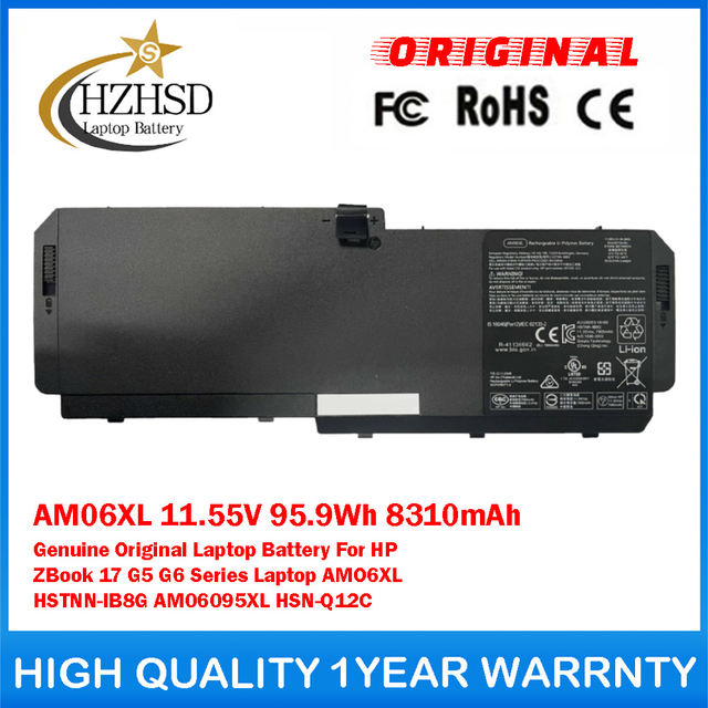 AM06XL 11.55V 95.9Wh 8310mAh Genuine Original Laptop Battery For HP ZBook 17 G5 G6 Series Laptop AMO6XL HSTNN-IB8G AM06095XL HSN-Q12C
