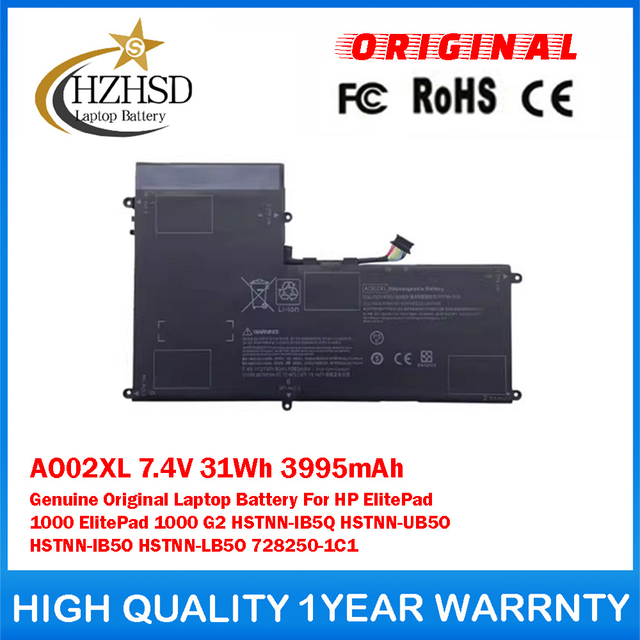 AO02XL 7.4V 31Wh 3995mAh Genuine Original Laptop Battery For HP ElitePad 1000 ElitePad 1000 G2 HSTNN-IB5Q HSTNN-UB5O HSTNN-IB5O HSTNN-LB5O 728250-1C1