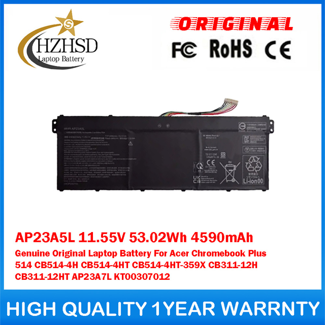 AP23A5L 11.55V 53.02Wh 4590mAh AP23A7L AP23A8L Genuine Original Laptop Battery For Acer ​​Chromebook Plus 514 CB514-4H CB514-4HT CB514-4HT-359X CB311-12H CB311-12HT AP23A7L KT00307012