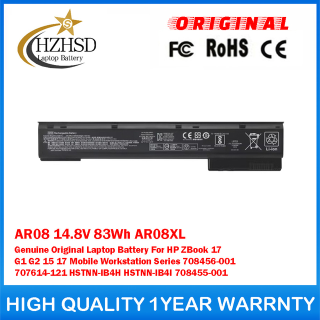 AR08 14.8V 83Wh AR08XL Genuine Original Laptop Battery For HP ZBook 17 G1 G2 15 17 Mobile Workstation Series 708456-001 707614-121 HSTNN-IB4H HSTNN-IB4I 708455-001