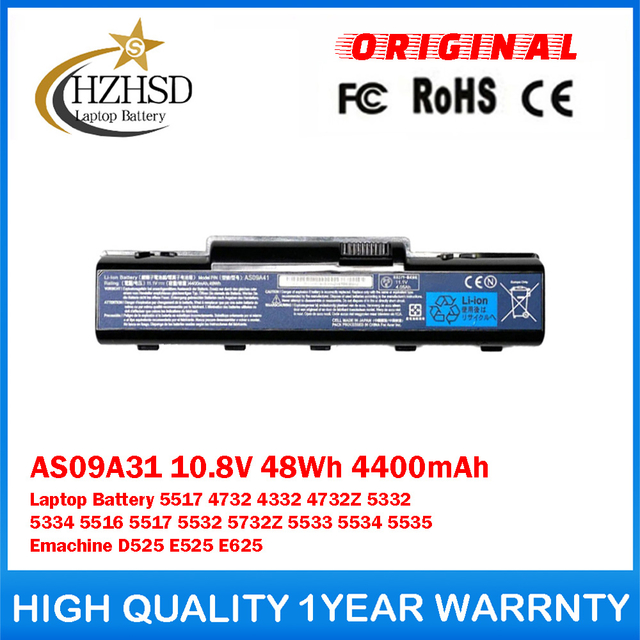 AS09A31 10.8V 48Wh 4400mAh Genuine Original Laptop Battery For ACER 5517 4732 4332 4732Z 5332 5334 5516 5517 5532 5732Z 5533 5534 5535 Emachine D525 E525 E625