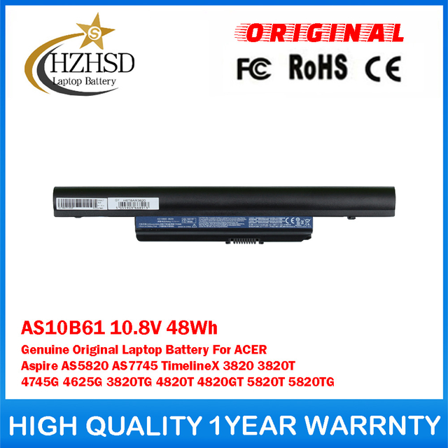 AS10B61 10.8V 48Wh Genuine Original Laptop Battery For ACER Aspire AS5820 AS7745 TimelineX 3820 3820T 4745G 4625G 3820TG 4820T 4820GT 5820T 5820TG