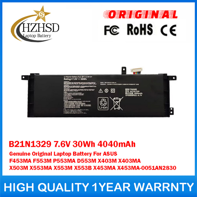 B21N1329 7.6V 30Wh 4040mAh Genuine Original Laptop Battery For ASUS F453MA F553M P553MA D553M X403M X403MA X503M X553MA X553M X553B X453MA X453MA-0051AN2830