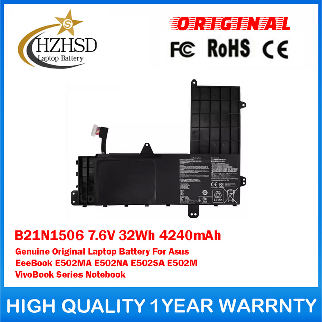 B21N1506 7.6V 32Wh 4240mAh Genuine Original Laptop Battery For Asus EeeBook E502MA E502NA E502SA E502M VivoBook Series Notebook