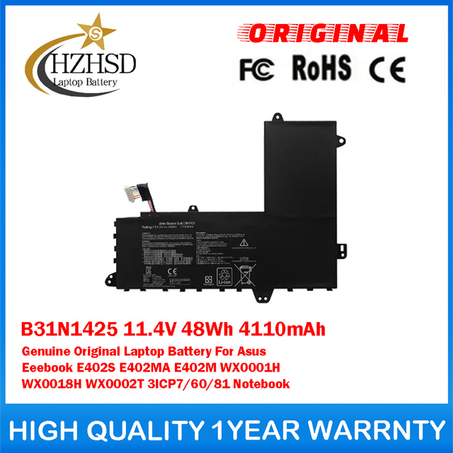 B31N1425 11.4V 48Wh 4110mAh Genuine Original Laptop Battery For Asus Eeebook E402S E402MA E402M WX0001H WX0018H WX0002T 3ICP7/60/81 Notebook