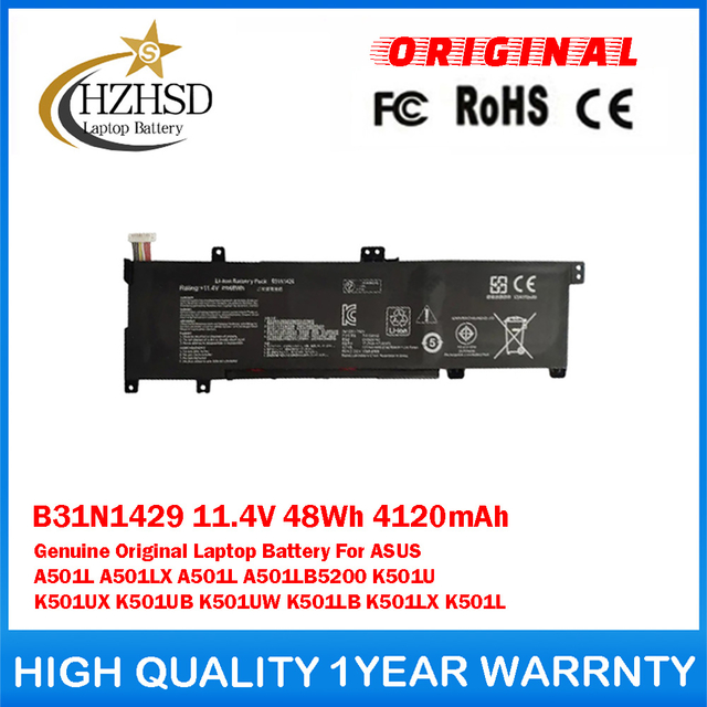 B31N1429 11.4V 48Wh 4120mAh Genuine Original Laptop Battery For ASUS A501L A501LX A501L A501LB5200 K501U K501UX K501UB K501UW K501LB K501LX K501L