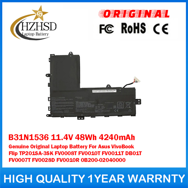 B31N1536 11.4V 48Wh 4240mAh Genuine Original Laptop Battery For Asus VivoBook Flip TP201SA-3SK FV0008T FV0010T FV0011T DB01T FV0007T FV0028D FV0010R 0B200-02040000