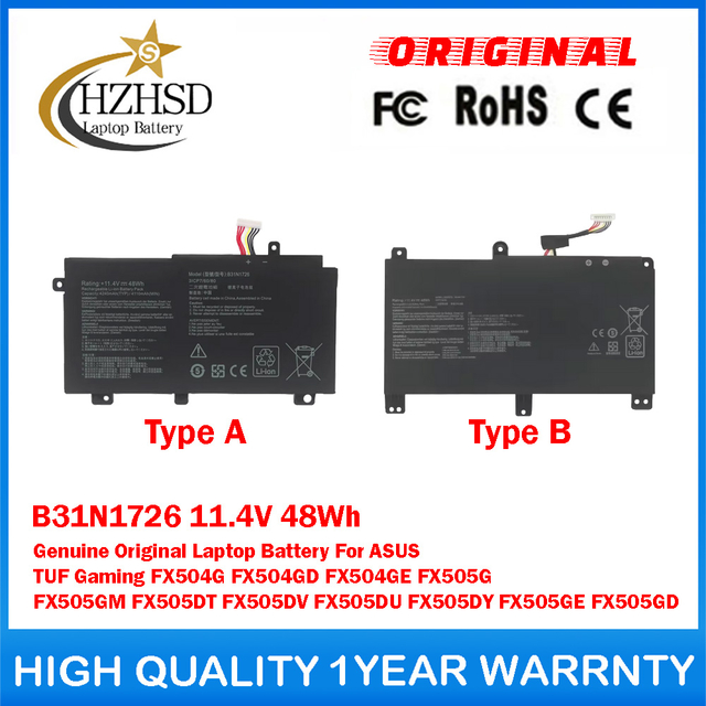 B31N1726 11.4V 48Wh Genuine Original Laptop Battery For ASUS TUF Gaming FX504G FX504GD FX504GE FX505G FX505GM FX505DT FX505DV FX505DU FX505DY FX505GE FX505GD