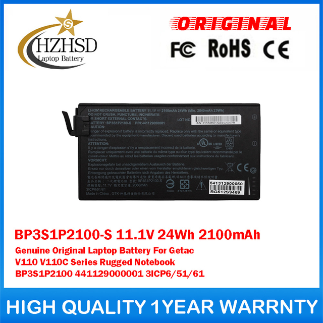 BP3S1P2100-S 11.1V 24Wh 2100mAh Genuine Original Laptop Battery For Getac V110 V110C Series Rugged Notebook BP3S1P2100 441129000001 3ICP6/51/61