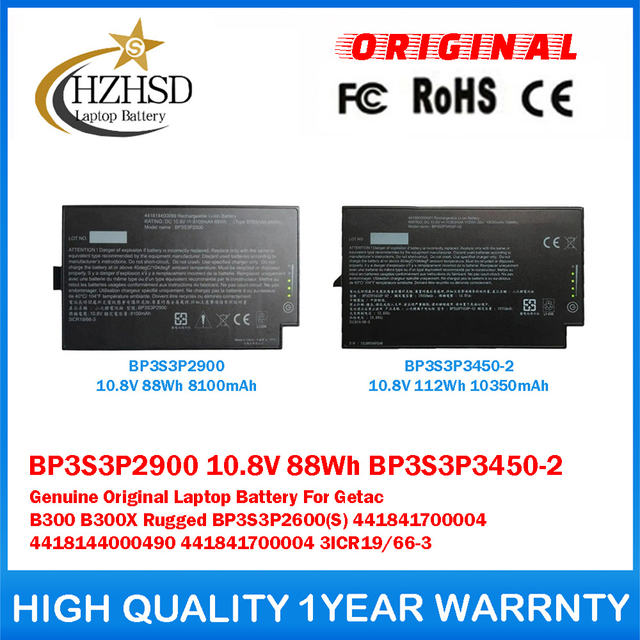 BP3S3P2900 10.8V 88Wh BP3S3P3450-2 10.8V 112Wh Genuine Original Laptop Battery For Getac B300 B300X Rugged BP3S3P2600(S) 441841700004 4418144000490 441841700004 3ICR19/66-3