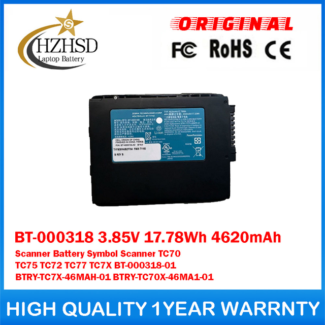 BT-000318 3.85V 17.78Wh 4620mAh Scanner Battery For Zebra Symbol Scanner TC70 TC72 TC75 TC77 TC7X BT-000318-01 BTRY-TC7X-46MAH-01 BTRY-TC70X-46MA1-01