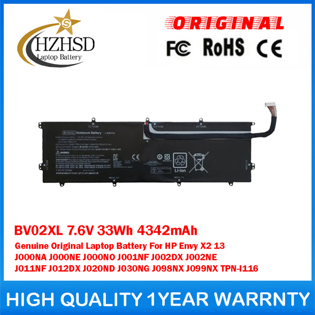BV02XL 7.6V 33Wh 4342mAh Genuine Original Laptop Battery For HP Envy X2 13 J000NA J000NE J000NO J001NF J002DX J002NE J011NF J012DX J020ND J030NG J098NX J099NX TPN-I116