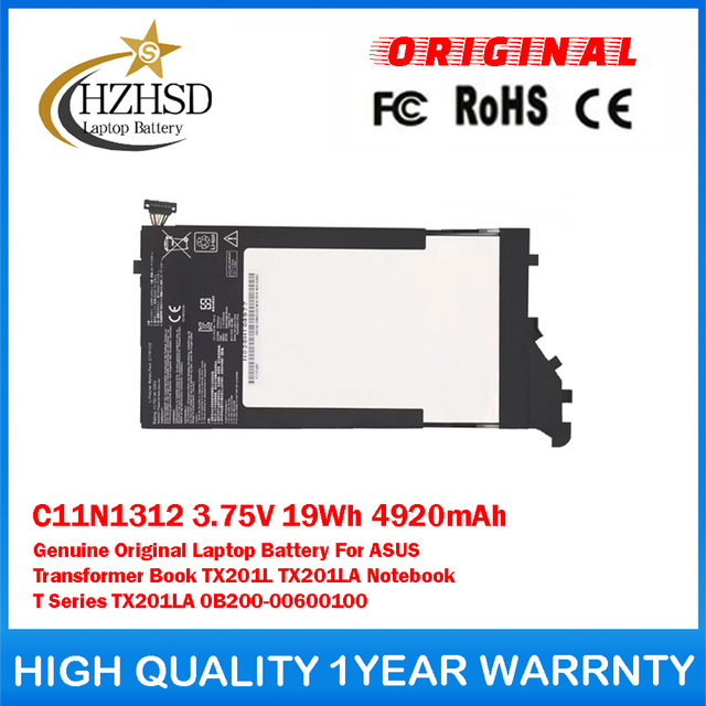 C11N1312 3.75V 19Wh 4920mAh Genuine Original Laptop Battery For ASUS Transformer Book TX201L TX201LA Notebook T Series TX201LA 0B200-00600100