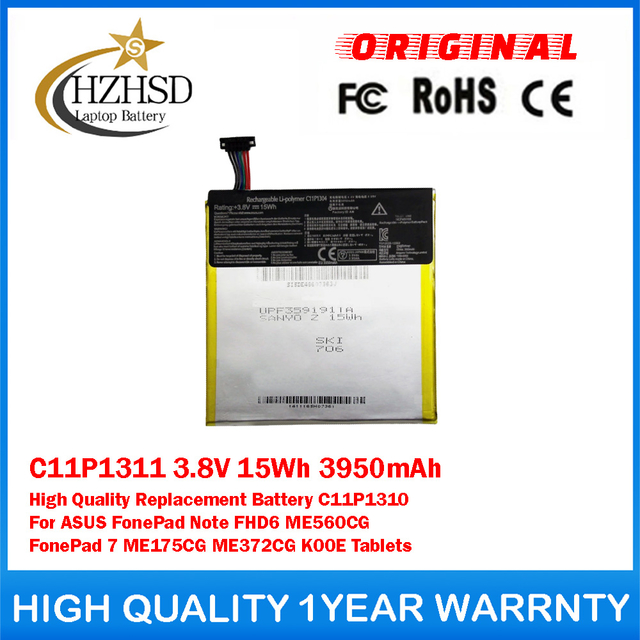 C11P1311 3.8V 15Wh 3950mAh High Quality Replacement Battery C11P1310 For ASUS FonePad Note FHD6 ME560CG FonePad 7 ME175CG ME372CG K00E Tablets