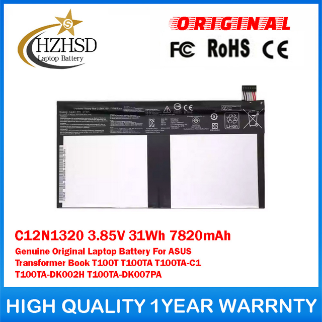 C12N1320 3.85V 31Wh 7820mAh Genuine Original Laptop Battery For ASUS Transformer Book T100T T100TA T100TA-C1 T100TA-DK002H T100TA-DK007PA