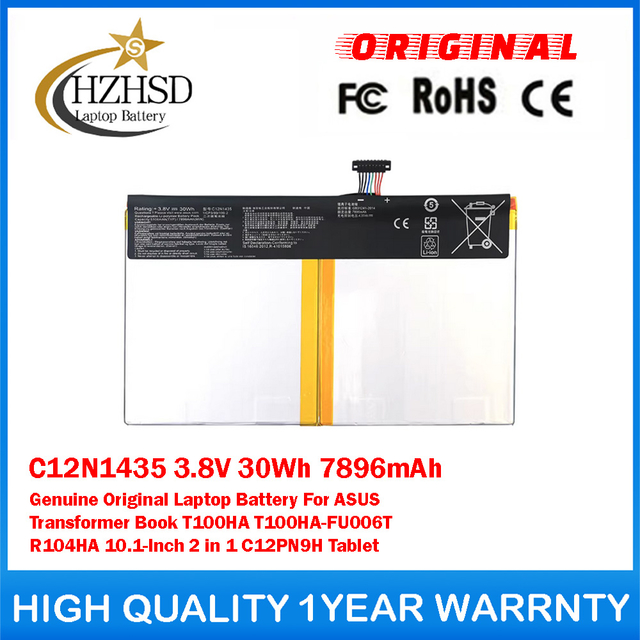 C12N1435 3.8V 30Wh 7896mAh Genuine Original Laptop Battery For ASUS Transformer Book T100HA T100HA-FU006T R104HA 10.1-Inch 2 in 1 C12PN9H Tablet