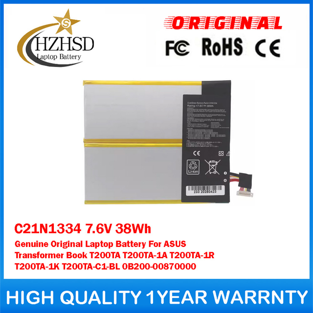 C21N1334 7.6V 38Wh Genuine Original Laptop Battery For ASUS Transformer Book T200TA T200TA-1A T200TA-1R T200TA-1K T200TA-C1-BL 0B200-00870000