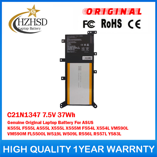 C21N1347 7.5V 37Wh Genuine Original Laptop Battery For ASUS K555L F555L A555L X555L X555M F554L X554L VM590L VM590M FL5500L W519L W509L R556L R557L Y583L