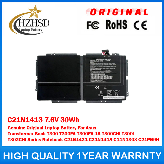C21N1413 7.6V 30Wh Genuine Original Laptop Battery For Asus Transformer Book T300 T300FA T300FA-1A T300CHI T300l T302CHI Series Notebook C21N1421 C21N1418 C11N1303 C21PN9H