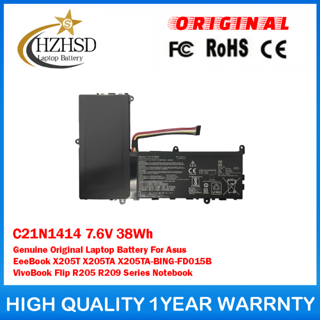 C21N1414 7.6V 38Wh Genuine Original Laptop Battery For Asus EeeBook X205T X205TA X205TA-BING-FD015B VivoBook Flip R205 R209 Series Notebook