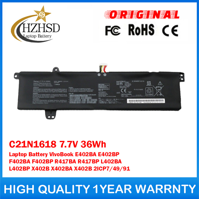 C21N1618 7.7V 36Wh Genuine Original Laptop Battery For ASUS VivoBook E402BA E402BP F402BA F402BP R417BA R417BP L402BA L402BP X402B X402BA X402B 2ICP7/49/91