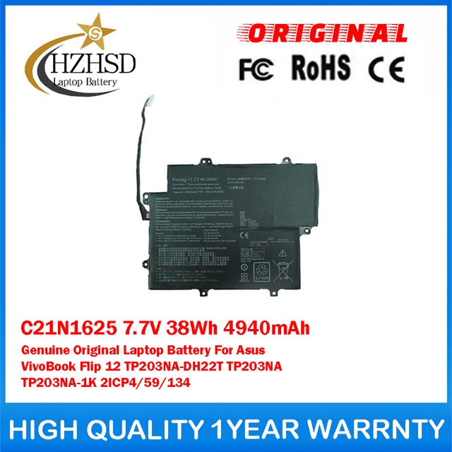 C21N1625 7.7V 38Wh 4940mAh Genuine Original Laptop Battery For Asus VivoBook Flip 12 TP203NA-DH22T TP203NA TP203NA-1K 2ICP4/59/134