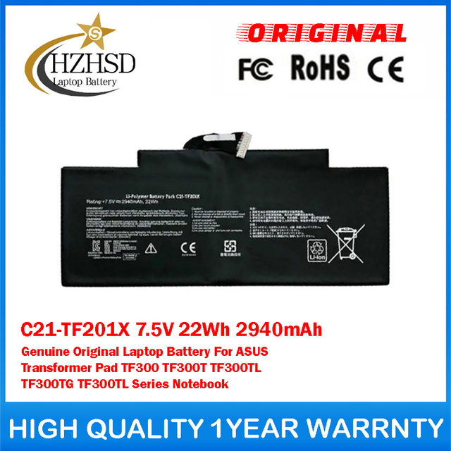 C21-TF201X 7.5V 22Wh 2940mAh Genuine Original Laptop Battery For ASUS Transformer Pad TF300 TF300T TF300TL TF300TG TF300TL Series Notebook