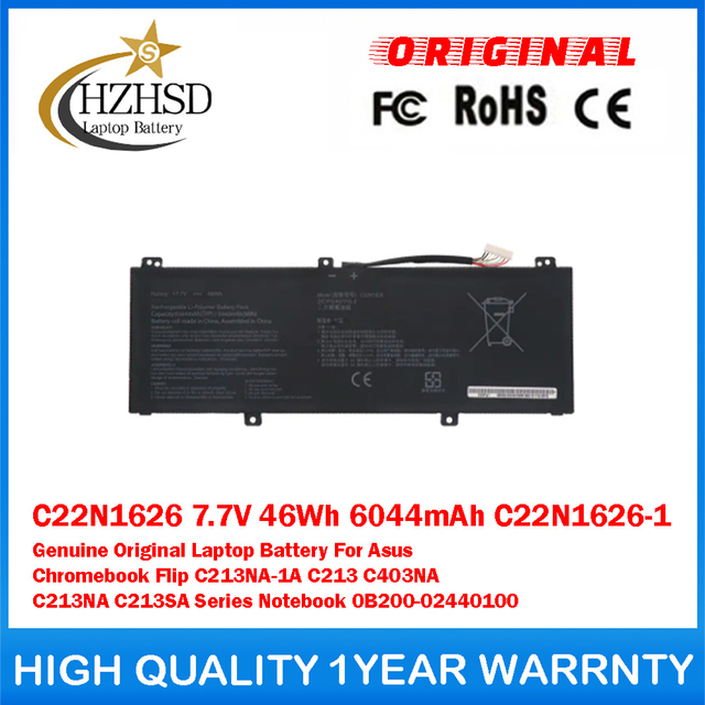 C22N1626 7.7V 46Wh 6044mAh C22N1626-1 Genuine Original Laptop Battery For Asus Chromebook Flip C213NA-1A C213 C403NA C213NA C213SA Series Notebook 0B200-02440100