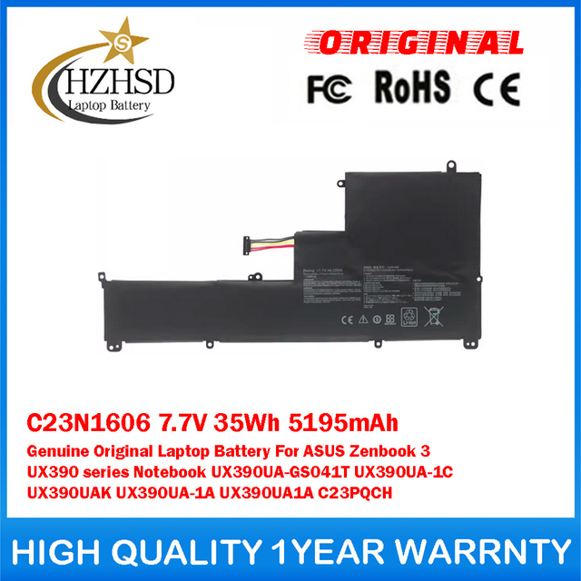 C23N1606 7.7V 35Wh 5195mAh Genuine Original Laptop Battery For ASUS Zenbook 3 UX390 series Notebook UX390UA-GS041T UX390UA-1C UX390UAK UX390UA-1A UX390UA1A C23PQCH