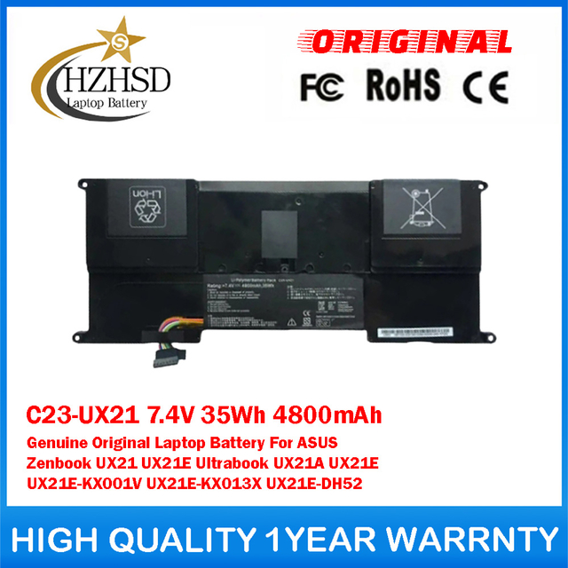 C23-UX21 7.4V 35Wh 4800mAh Genuine Original Laptop Battery For ASUS Zenbook UX21 UX21E Ultrabook UX21A UX21E UX21E-KX001V UX21E-KX013X UX21E-DH52