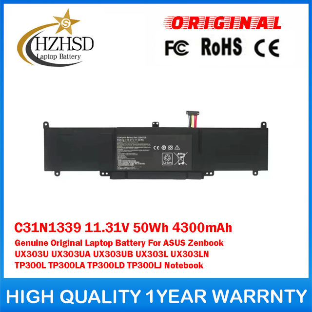 C31N1339 11.31V 50Wh 4300mAh Genuine Original Laptop Battery For ASUS Zenbook UX303U UX303UA UX303UB UX303L UX303LN TP300L TP300LA TP300LD TP300LJ Notebook