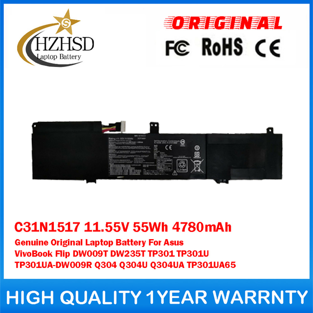 C31N1517 11.55V 55Wh 4780mAh Genuine Original Laptop Battery For Asus VivoBook Flip DW009T DW235T TP301 TP301U TP301UA-DW009R Q304 Q304U Q304UA TP301UA65