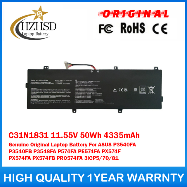 C31N1831 11.55V 50Wh 4335mAh Genuine Original Laptop Battery For ASUS P3540FA P3540FB P3548FA P574FA PE574FA PX574F PX574FA PX574FB PRO574FA 3ICP5/70/81