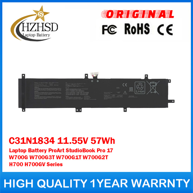 C31N1834 11.55V 57Wh Genuine Original Laptop Battery For ASUS ProArt StudioBook Pro 17 W700G W700G3T W700G1T W700G2T H700 H700GV Series