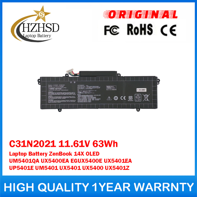 C31N2021 11.61V 63Wh Genuine Original Laptop Battery For ASUS ZenBook 14X OLED UM5401QA UX5400EA EGUX5400E UX5401EA UP5401E UM5401 UX5401 UX5400 UX5401Z