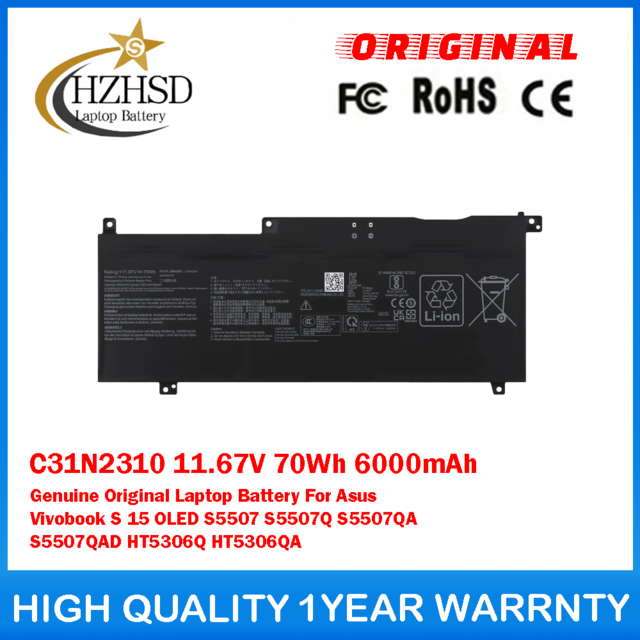 C31N2310 11.67V 70Wh 6000mAh Genuine Original Laptop Battery For Asus Vivobook S 15 S5507 S5507Q S5507QA S5507QAD ProArt PZ13 HT5306QA Notebook