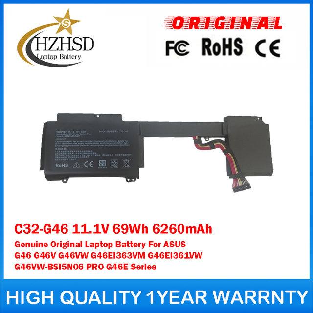 C32-G46 11.1V 69Wh 6260mAh Genuine Original Laptop Battery For ASUS G46 G46V G46VW G46EI363VM G46EI361VW G46VW-BSI5N06 PRO G46E Series