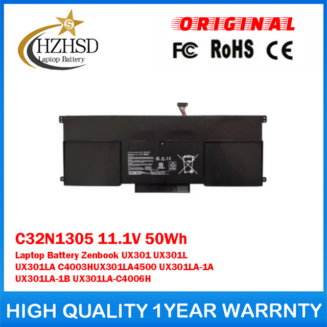 C32N1305 11.1V 50Wh Genuine Original Laptop Battery For ASUS Zenbook UX301 UX301L UX301LA C4003HUX301LA4500 UX301LA-1A UX301LA-1B UX301LA-C4006H