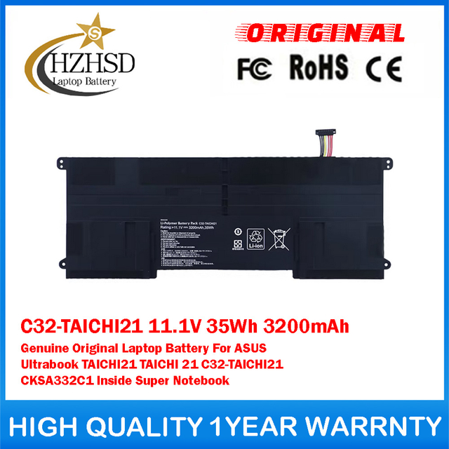 C32-TAICHI21 11.1V 35Wh 3200mAh Genuine Original Laptop Battery For ASUS Ultrabook TAICHI21 TAICHI 21 C32-TAICHI21 CKSA332C1 Inside Super Notebook