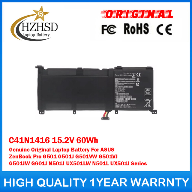 C41N1416 15.2V 60Wh Genuine Original Laptop Battery For ASUS ZenBook Pro G501 G501J G501VW G501VJ G501JW G601J N501J UX501LW N501L UX501J Series