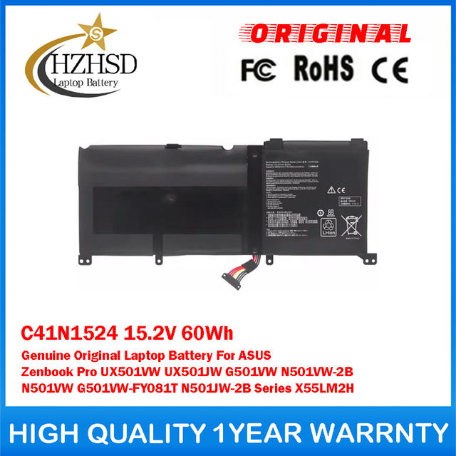 C41N1524 15.2V 60Wh Genuine Original Laptop Battery For ASUS Zenbook Pro UX501VW UX501JW G501VW N501VW-2B N501VW G501VW-FY081T N501JW-2B Series X55LM2H