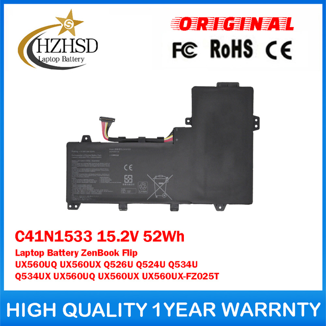 C41N1533 15.2V 52Wh Genuine Original Laptop Battery For ASUS ZenBook Flip UX560UQ UX560UX Q526U Q524U Q534U Q534UX UX560UQ UX560UX UX560UX-FZ025T