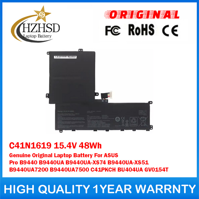 C41N1619 15.4V 48Wh Genuine Original Laptop Battery For ASUS Pro B9440 B9440UA B9440UA-XS74 B9440UA-XS51 B9440UA7200 B9440UA7500 C41PKCH BU404UA GV0154T