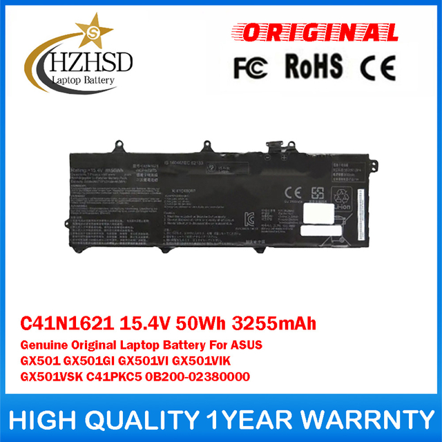 C41N1621 15.4V 50Wh 3255mAh Genuine Original Laptop Battery For ASUS GX501 GX501GI GX501VI GX501VIK GX501VSK C41PKC5 0B200-02380000