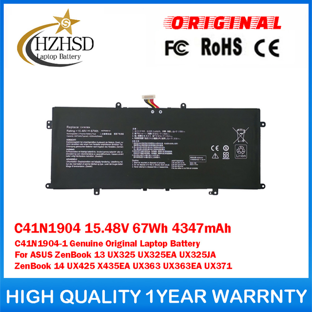 C41N1904 15.48V 67Wh 4347mAh C41N1904-1 Genuine Original Laptop Battery For ASUS ZenBook 13 UX325 UX325EA UX325JA ZenBook 14 UX425 X435EA UX363 UX363EA UX371
