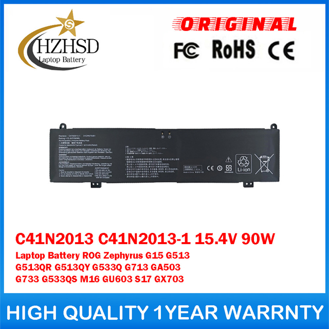 C41N2013 C41N2013-1 15.4V 90W 5845mAh Genuine Original Laptop Battery For ASUS ROG Zephyrus G15 G513 G513QR G513QY G533Q G713 GA503 G733 G533QS M16 GU603 S17 GX703