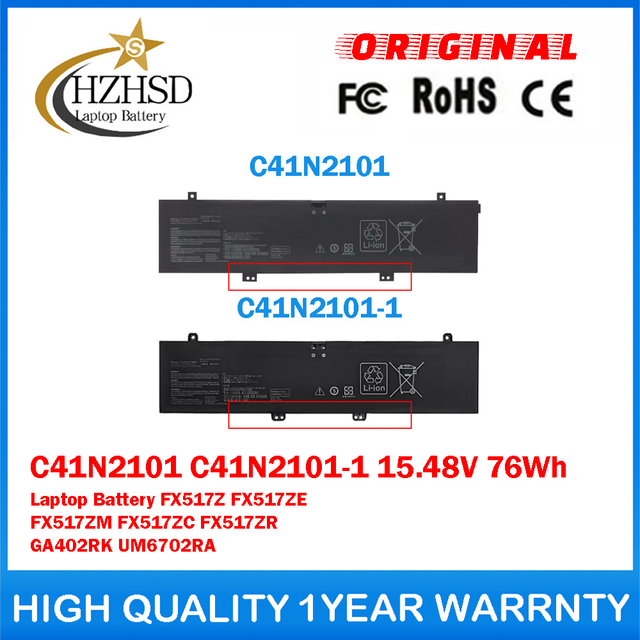 C41N2101 C41N2101-1 15.48V 76Wh 4920mAh Genuine Original Laptop Battery For ASUS FX517Z FX517ZE FX517ZM FX517ZC FX517ZR GA402RK UM6702RA